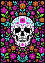 Floral Skull Vibrant Blossom Art Rug