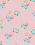 Whimsical Blue Train Pink Swirl Rug