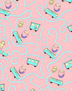 Whimsical Blue Train Pink Swirl Rug
