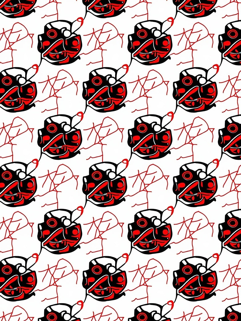 Red Black Tribal Totem Rug