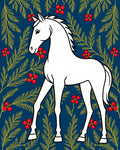 White Horse Holly Berry Navy Rug