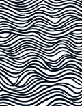 Modern Black White Wave Lines Rug