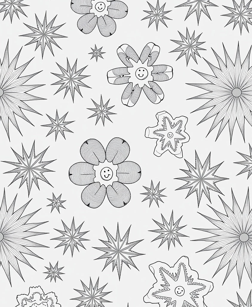 Whimsical Smiley Flower Starburst Art Rug