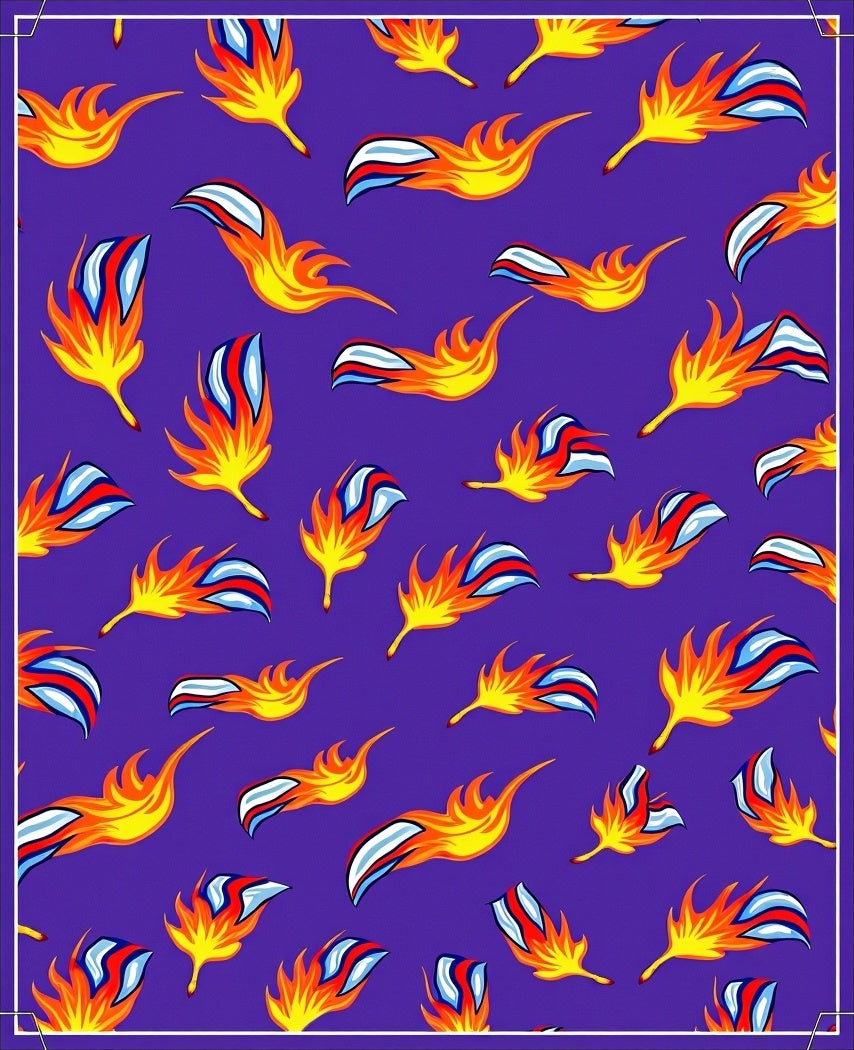 Vibrant Yellow Flame Abstract Composition Rug