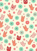 Cute Cat and Bunny Floral Scatter Rug