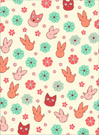 Cute Cat and Bunny Floral Scatter Rug