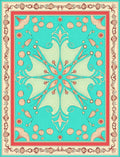 Teal Coral Medallion Floral Symmetrical Rug
