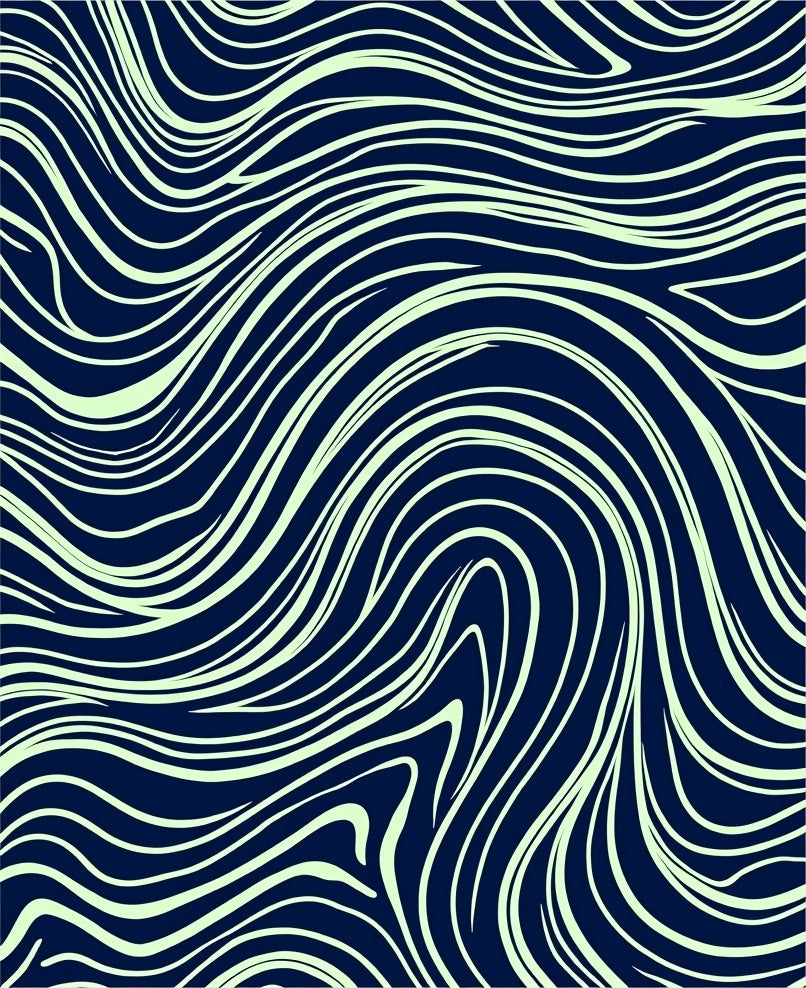 Navy Swirling Ivory Lines Rug