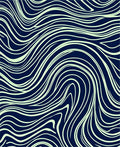 Navy Swirling Ivory Lines Rug