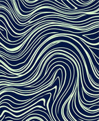 Navy Swirling Ivory Lines Rug