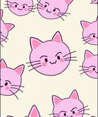 Pink Kawaii Cat Faces Scattered Rug