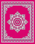 Vibrant Magenta Floral Medallion Border Rug