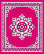 Vibrant Magenta Floral Medallion Border Rug