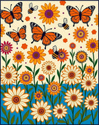 Whimsical Butterflies and Bees Garden Rug