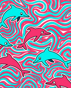 Vibrant Pink Teal Dolphin Swirl Rug