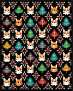 Whimsical Corgi Christmas Tree Collage Rug
