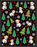Festive Dogs Trees Snowflakes Black Rug