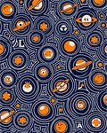 Whimsical Orange Space Circles Rug