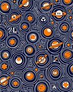 Whimsical Orange Space Circles Rug