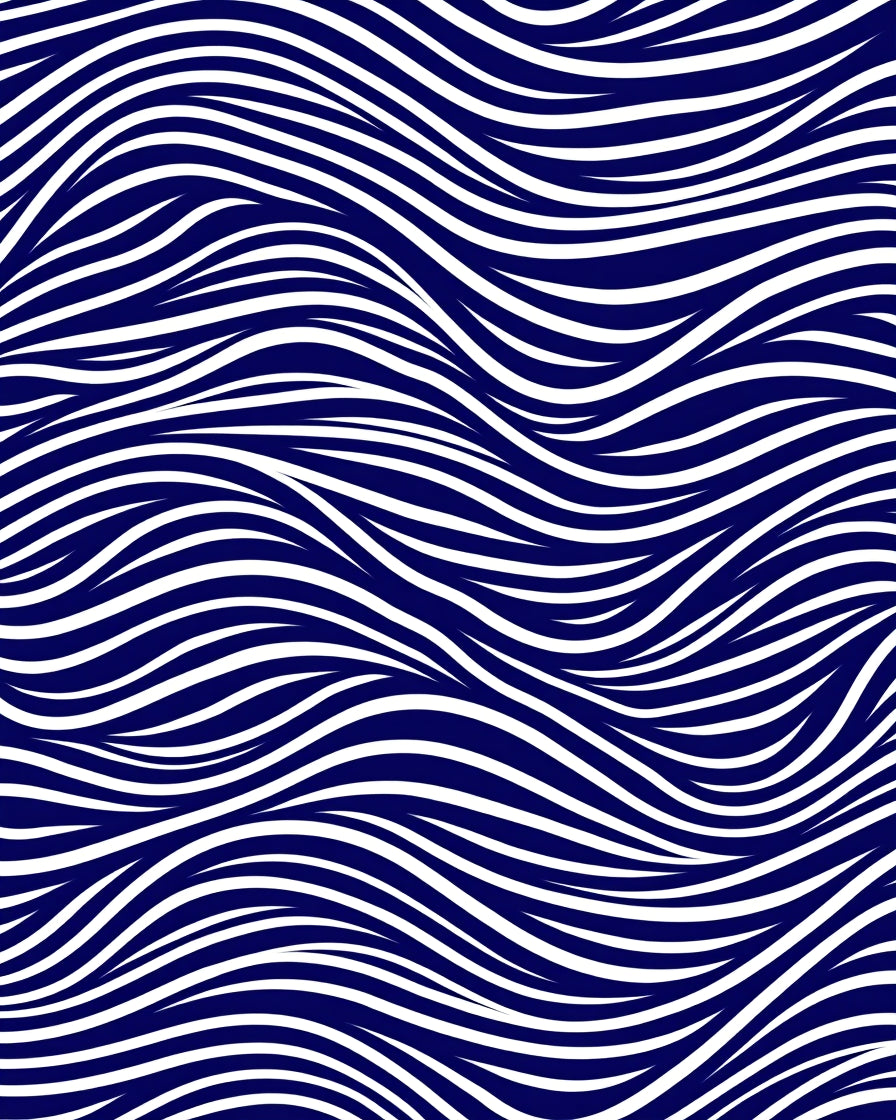 Deep Blue Abstract Wave Lines Rug
