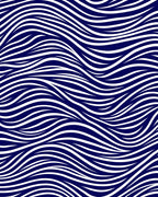 Deep Blue Abstract Wave Lines Rug
