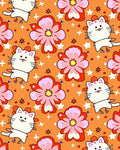 Groovy Orange Floral Cats Stars Rug