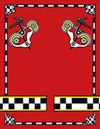 Red Racing Flag Motorcycle Rug