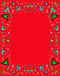 Red Blue Green Whimsical Geometric Frame Rug
