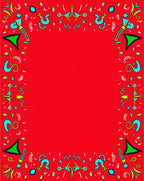 Red Blue Green Whimsical Geometric Frame Rug