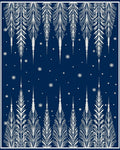 Deep Blue White Frosty Forest Rug