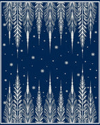 Deep Blue White Frosty Forest Rug