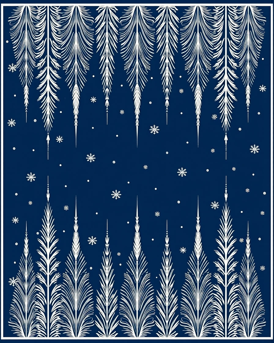 Deep Blue White Frosty Forest Rug