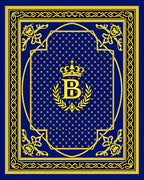 Regal Blue Gold Crown Emblem Rug