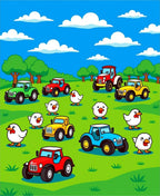 Farm Friends Tractors And Chicks Rug