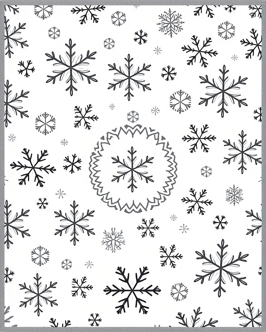 Black White Snowflake Scatter Rug