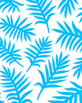 Bright Blue Tropical Leaf Pattern Rug
