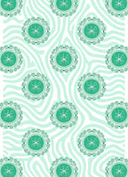 Aqua Floral Starburst Striped Rug