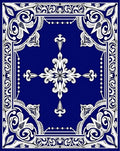 Royal Blue Ornate Floral Medallion Rug