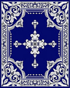 Royal Blue Ornate Floral Medallion Rug