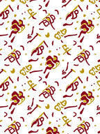 Crimson Gold Abstract Calligraphy Rug
