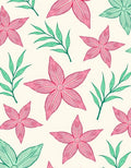 Coral Pink Starfish and Ferns Rug