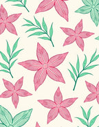 Coral Pink Starfish and Ferns Rug