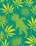 Lizard Leafy Teal Emerald Alligator Rug