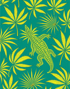 Lizard Leafy Teal Emerald Alligator Rug