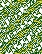 Abstract Green Yellow Jagged Forms Rug