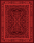 Crimson Linear Geometric Maze Rug