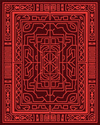 Crimson Linear Geometric Maze Rug