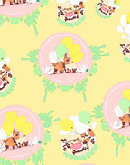 Playful Yellow Dog Balloon Celebration Rug