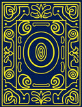 Blue Yellow Ornate Oval Medallion Rug