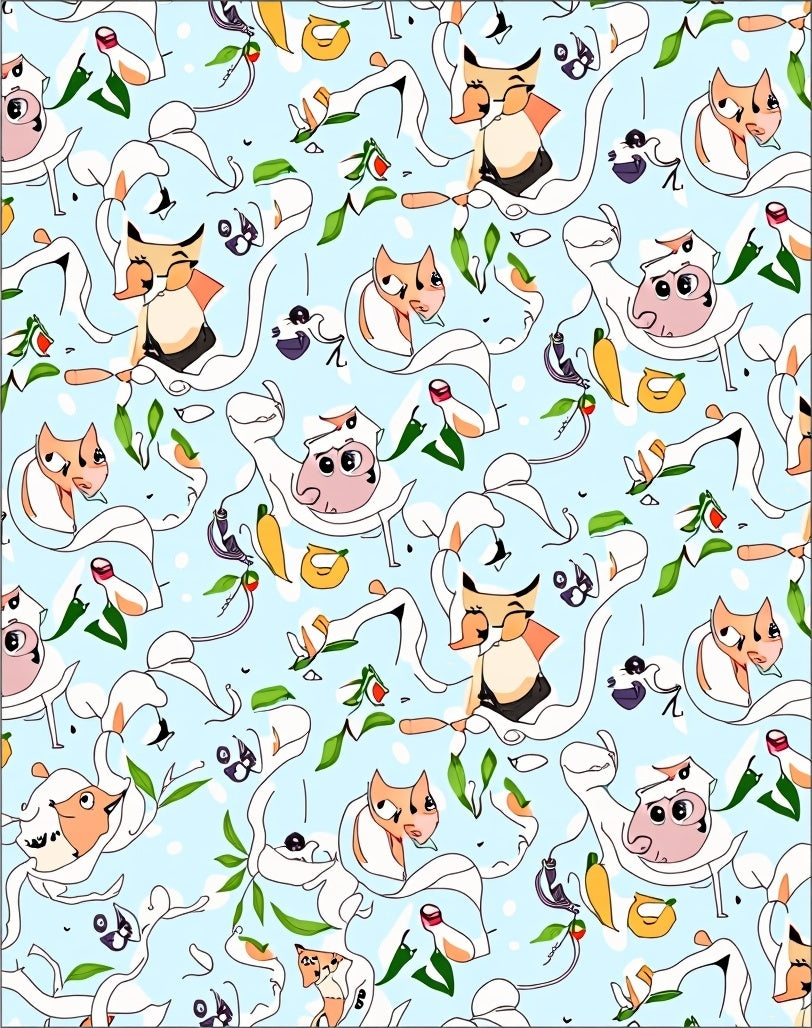Whimsical Cartoon Cats Falling Leaves Rug